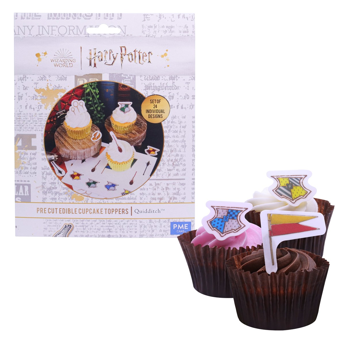 Harry Potter Toppers para Cupcakes de Papel de Azúcar, Set de 24, Quidditch