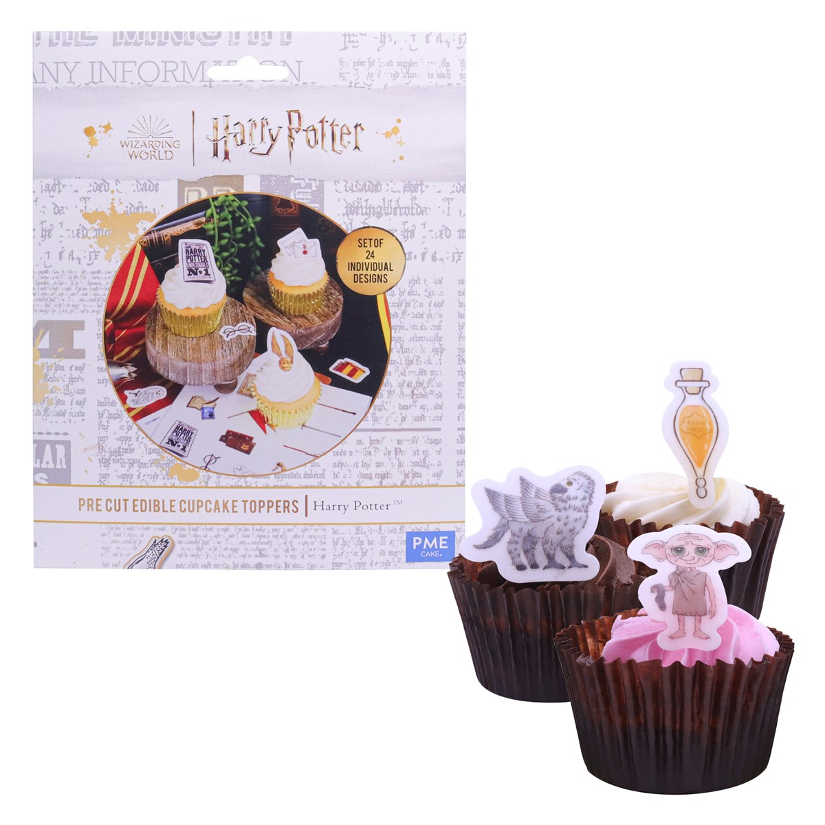 Harry Potter Toppers para Cupcakes de Papel de Azúcar, Set de 24, Harry Potter