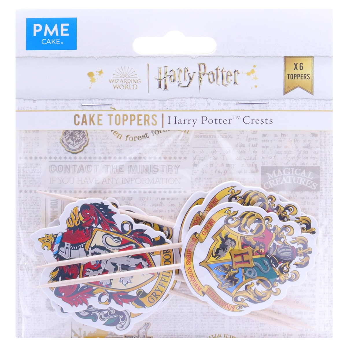 Harry Potter Toppers para Pasteles, Set de 6, Escudos de Hogwarts