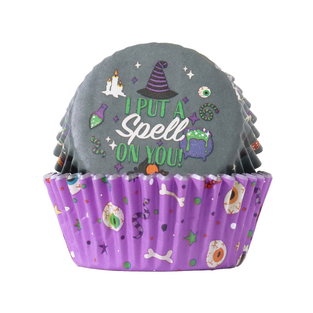 Halloween Cápsulas para Cupcakes forradas de Aluminio - Bruja Malvada (Set de 60)