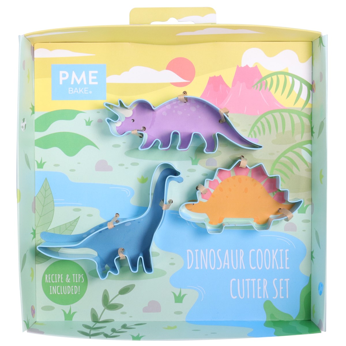 Set de 3 cortadores de galletas de Dinosaurio