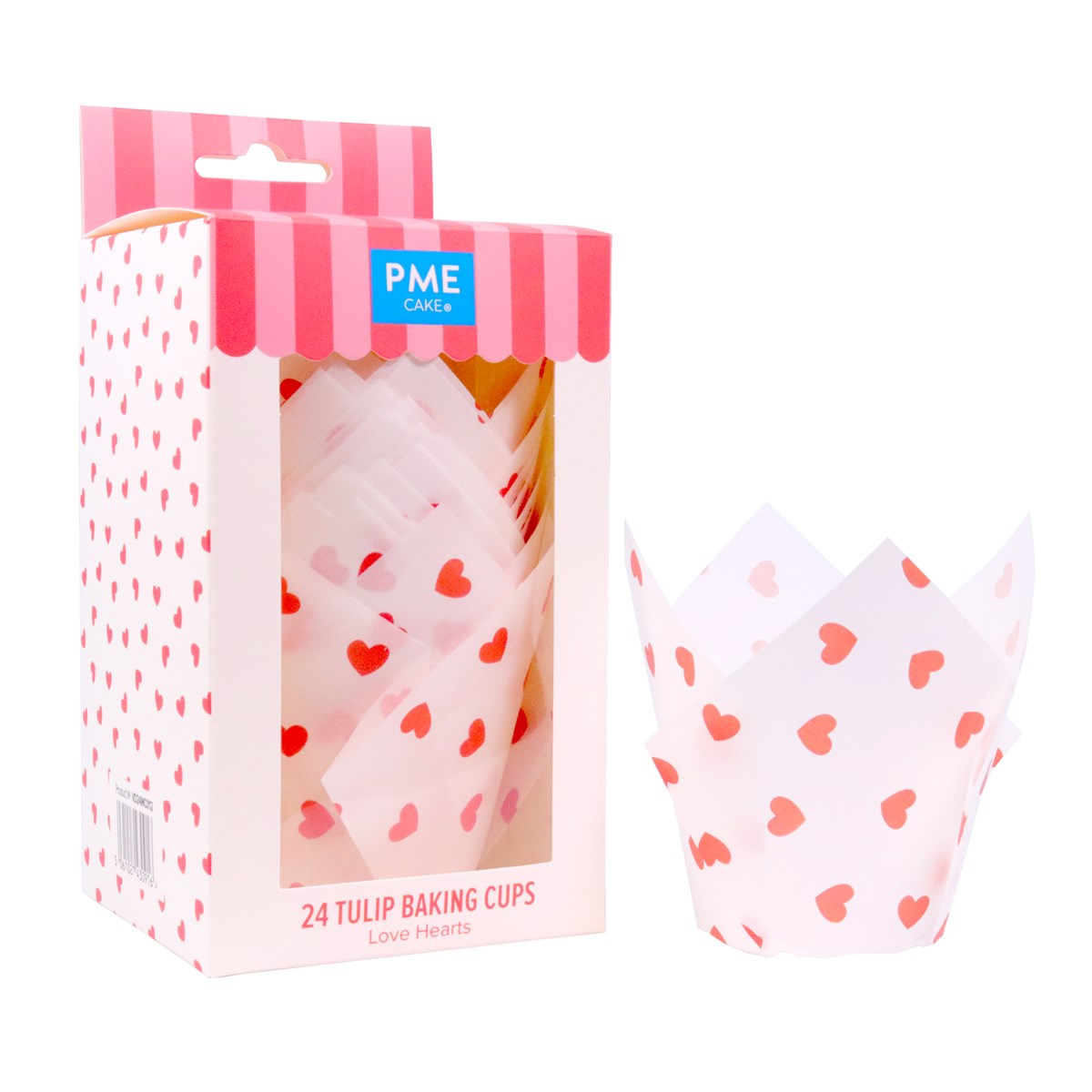 Tulipas para Muffins de San Valentín - Corazones de Amor, Set de 24