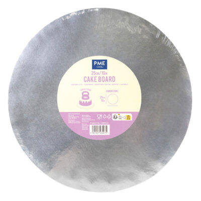 Cake Board redonda para Tarta con bordes lisos, Plata (10" / 25cm)