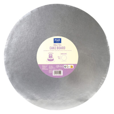 Cake Board redonda para Tarta con bordes lisos, Plata (12" / 30cm)