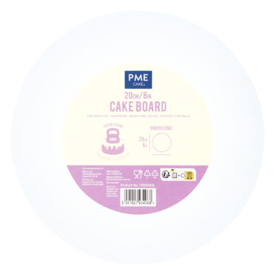 Cake Board redonda para Tarta con bordes lisos, Blanco (8" / 20cm)