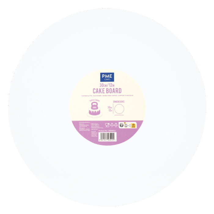 Cake Board redonda para Tarta con bordes lisos, Blanco (12" / 30cm)
