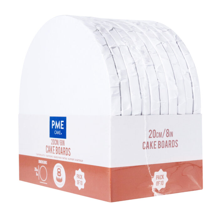 Set de 10 Cake Boards redondos para Tartas con bordes envueltos, Plata (8" / 20cm) - Imagen 4
