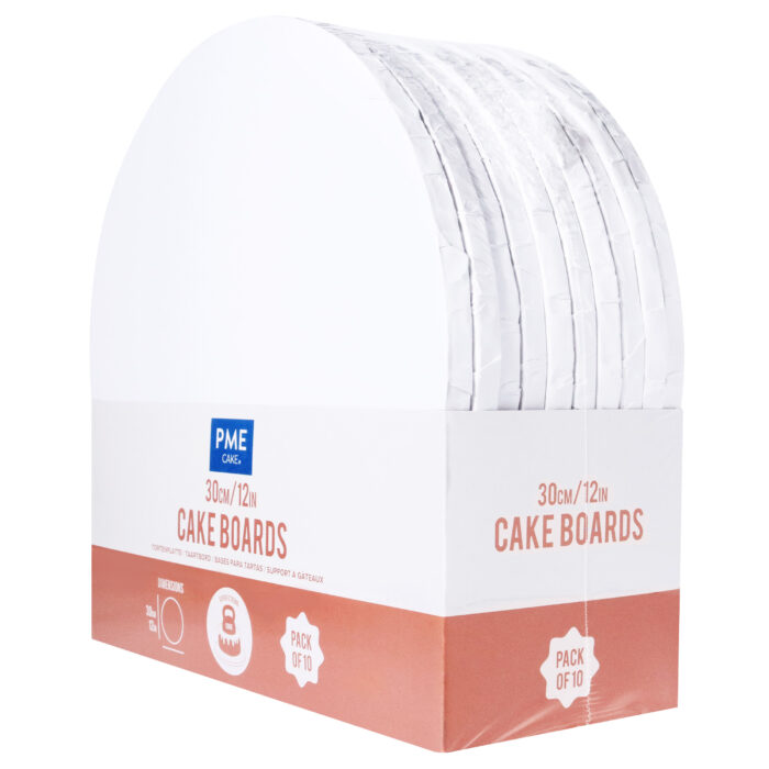 Set de 10 Cake Boards redondos para Tartas con bordes envueltos, Plata (12" / 30cm) - Imagen 7