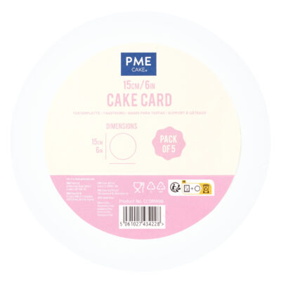 Set de 5 Bases redondas para Tartas, Blanco (6" / 15cm)