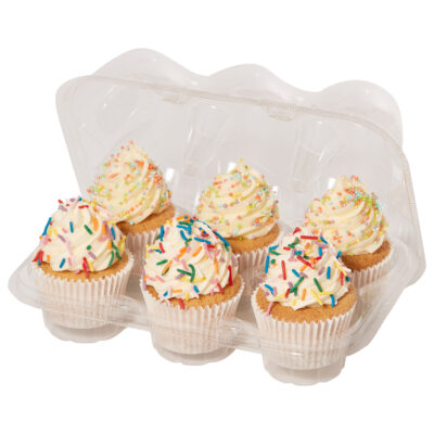 Set de 3 cajas porta cupcakes de plástico (6 huecos)