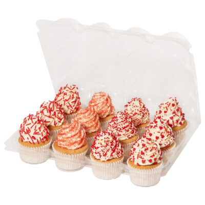 Set de 3 cajas porta cupcakes de plástico (12 huecos)