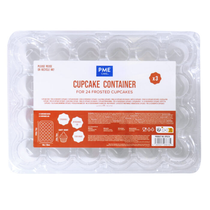 Set de 3 cajas porta cupcakes de plástico (24 huecos) - Imagen 2