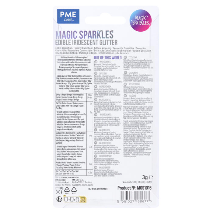 Magic Sparkles, Copos de Glitter Iridiscente Comestible – Fuera de Este Mundo (3g) - Imagen 9