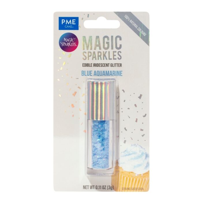Magic Sparkles, Copos de Glitter Iridiscente Comestible – Aguamarina Azul (3g)