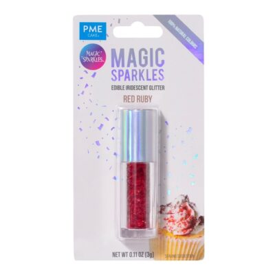 Magic Sparkles, Copos de Glitter Iridiscente Comestible – Rubí Rojo (3g)