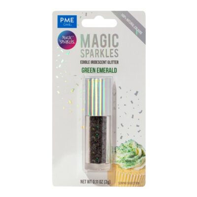 Magic Sparkles, Copos de Glitter Iridiscente Comestible – Esmeralda Verde (3g)
