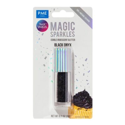 Magic Sparkles, Copos de Glitter Iridiscente Comestible – Ónix Negro (3g)