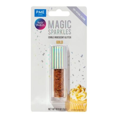 Magic Sparkles, Copos de Glitter Iridiscente Comestible – Oro (3g)