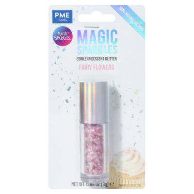 Magic Sparkles, Copos de Glitter Iridiscente Comestible – Flores de Hada (3g)
