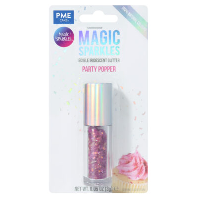Magic Sparkles, Copos de Glitter Iridiscente Comestible – Explosión de Fiesta (3g)