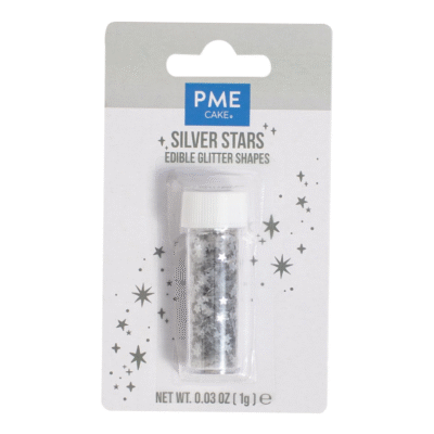Formas de Glitter Comestible Estrellas Plata (1g / 0.03oz)
